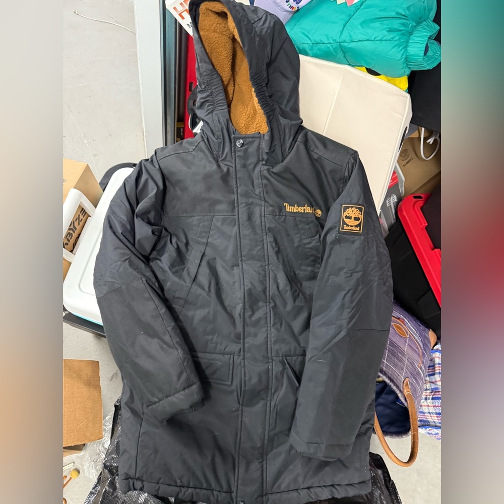 Timberland Black  big kids Large 14-16 years boys girls Jacket with Gold Logo